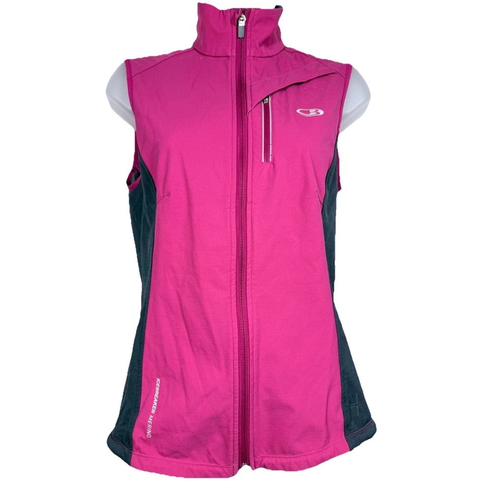 Icebreaker Merino GT Vest‎ Womens S Pink Softshell Full Zip Hiking Running